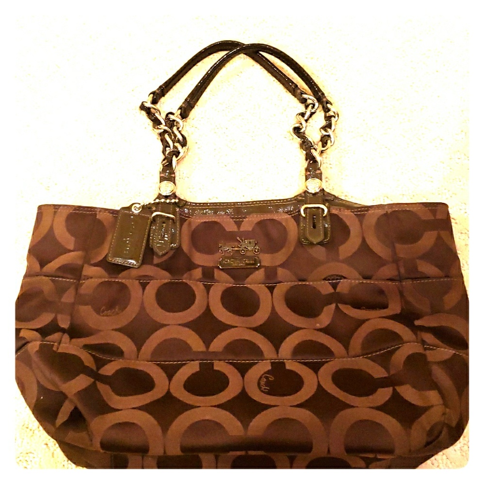 Coach Madison Mia Op Art Signature tote